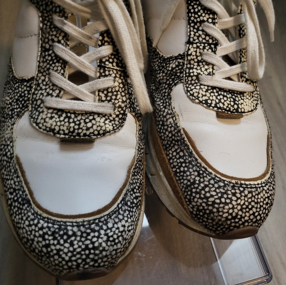 Madewell Kickoff Trainer Sneakers White, Black, Brown Calfhair 9.5 - Picture 4 of 14